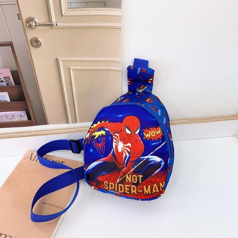 

Детская нагрудная сумка Человек-паук с полиэстеровым принтом Легкая дышащая для повседневного использования Deep Blue Spider