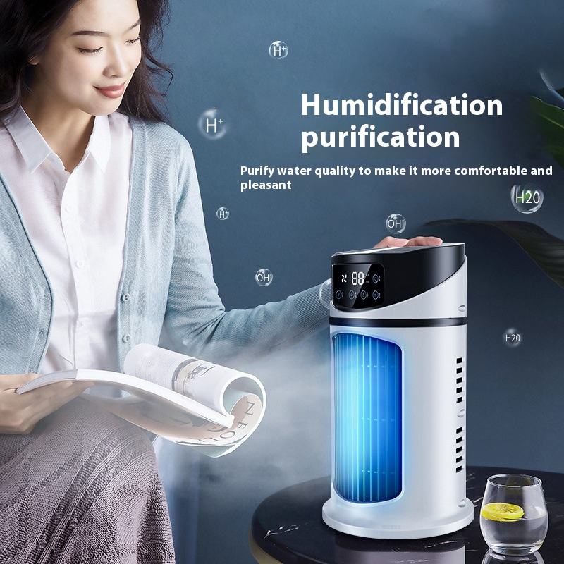 Multifunctional silent timer mini air conditioner - Portable household, dormitory, office desk humidifier and air cooler fan