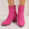 New women's pointed high-heeled short boots fashion suede thick-heeled short boots pointed thin British style towel boots