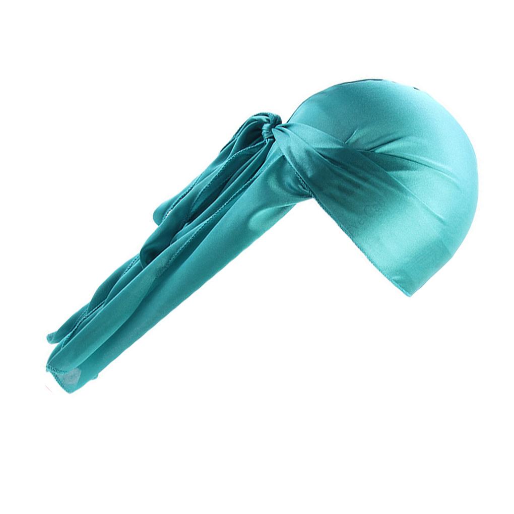 Herren Schwarze Bandanas Für Hip Hop Rapper Lange Schwänze Weich Und Bequem Seidig Durag Mit Langem Schwanz