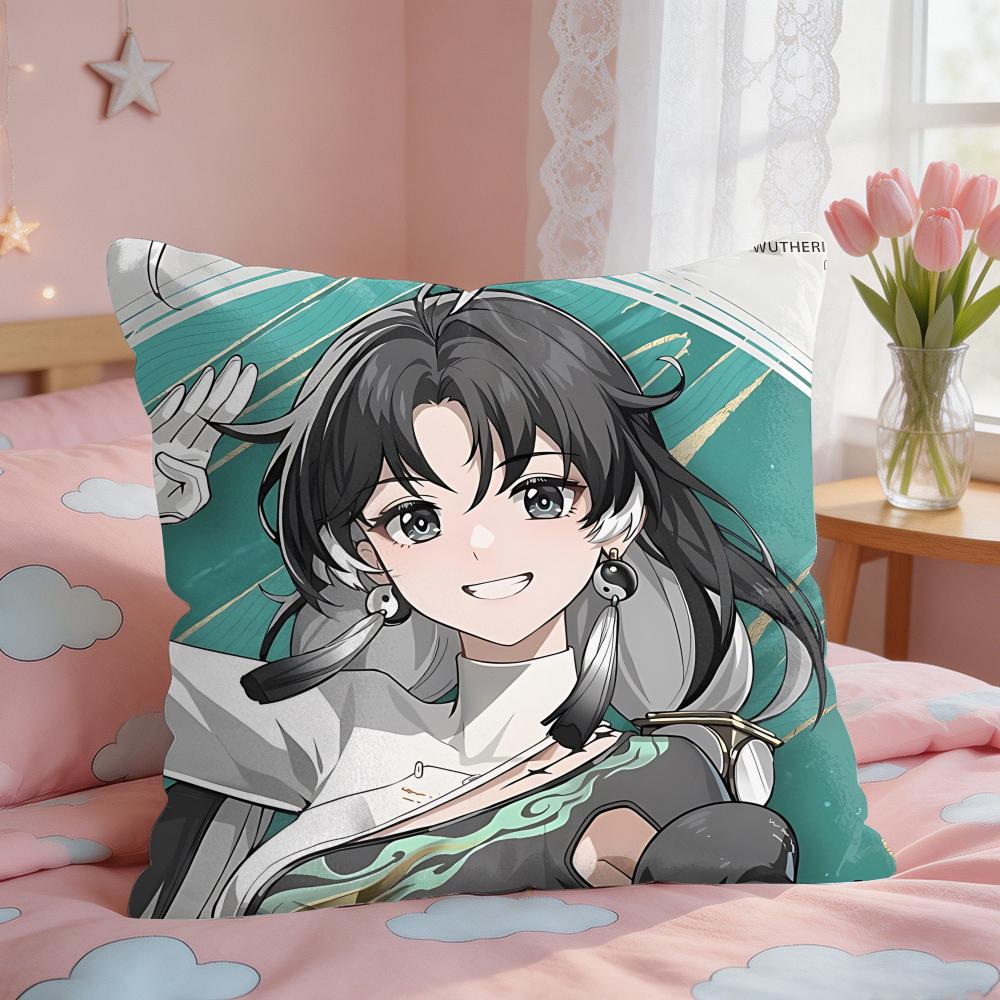 Wuthering Waves Jianxin Cushion Cover Square Short Plush Pillow Case Living Room Sofa Home Decor Funda X