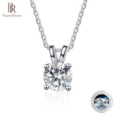 Collana con moissanite di colore D da 1 ct per donna, gioielli raffinati da sposa con certificati, collana in argento sterling 925, oro bianco, regalo