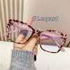 Women Luxury Brand Square Cat Eye Large Frame Glasses Vintage Anti Blue Light Optical Pink Leopard Glasses  Personality Eyewear