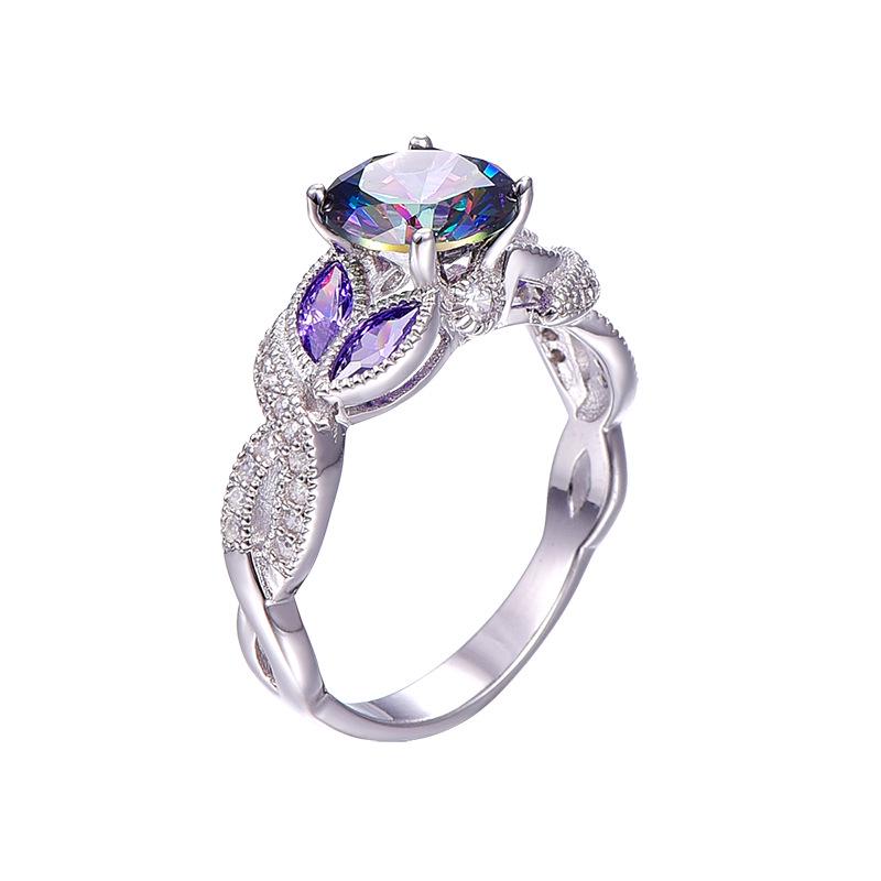 Popular creative hot sale, colorful water drop oval zircon women's ring, copper silver-plated exquisite jewelry