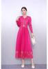 Elegant Plus Size Pleated Faux Two-Piece Dress with Hot Stamping