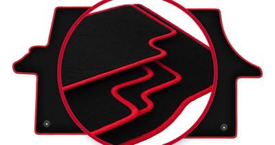 Velour Floor Mats with Red Edge For: Volkswagen Transporter T5 Delivery Van (2003-2015)