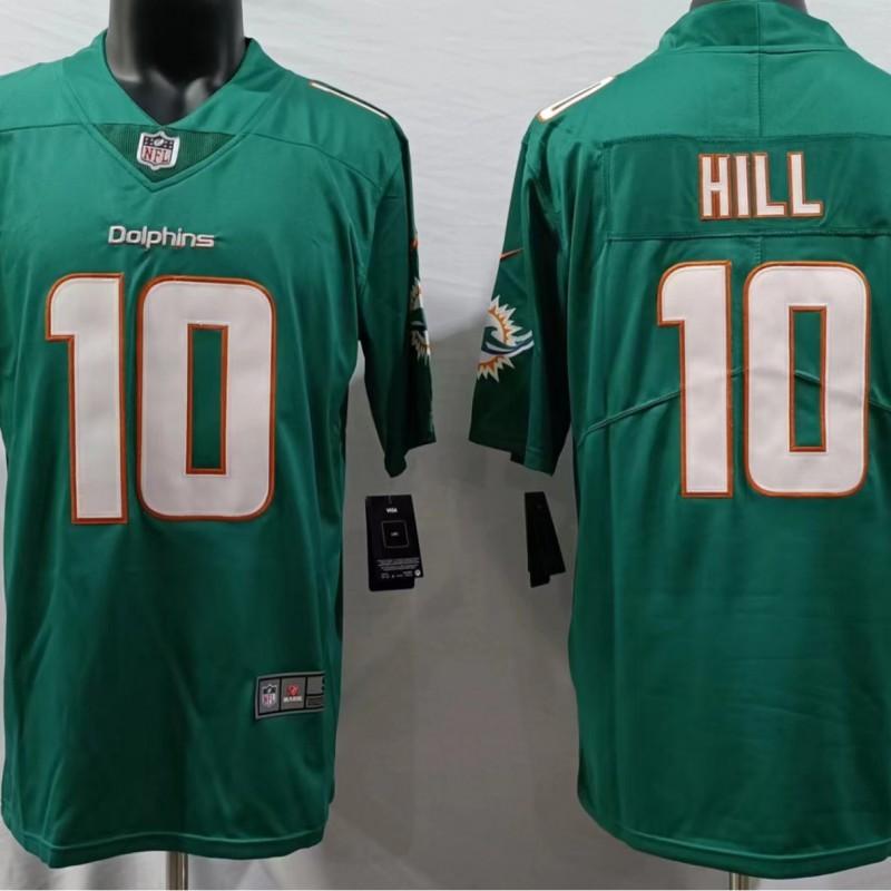 Miami Dolphins NFL Football Jersey T-Shirt Men Cotton Blend Sportswear With Embroidered Player Numbers 1 10 17