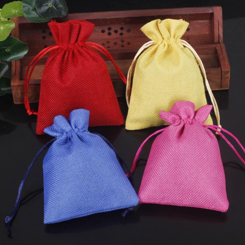 Custom Printed Linen Drawstring Sachet Bag for Jewelry Packaging and Storage