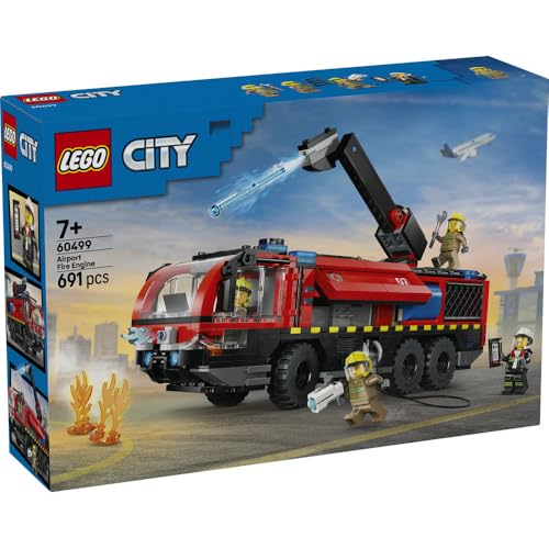 LEGO City Airport Fire Truck Toy, Birthday Gift, Building Blocks, for Boys and Girls, Ages 7, 8, and 9, Elementary School Students, Vehicle, Miniature