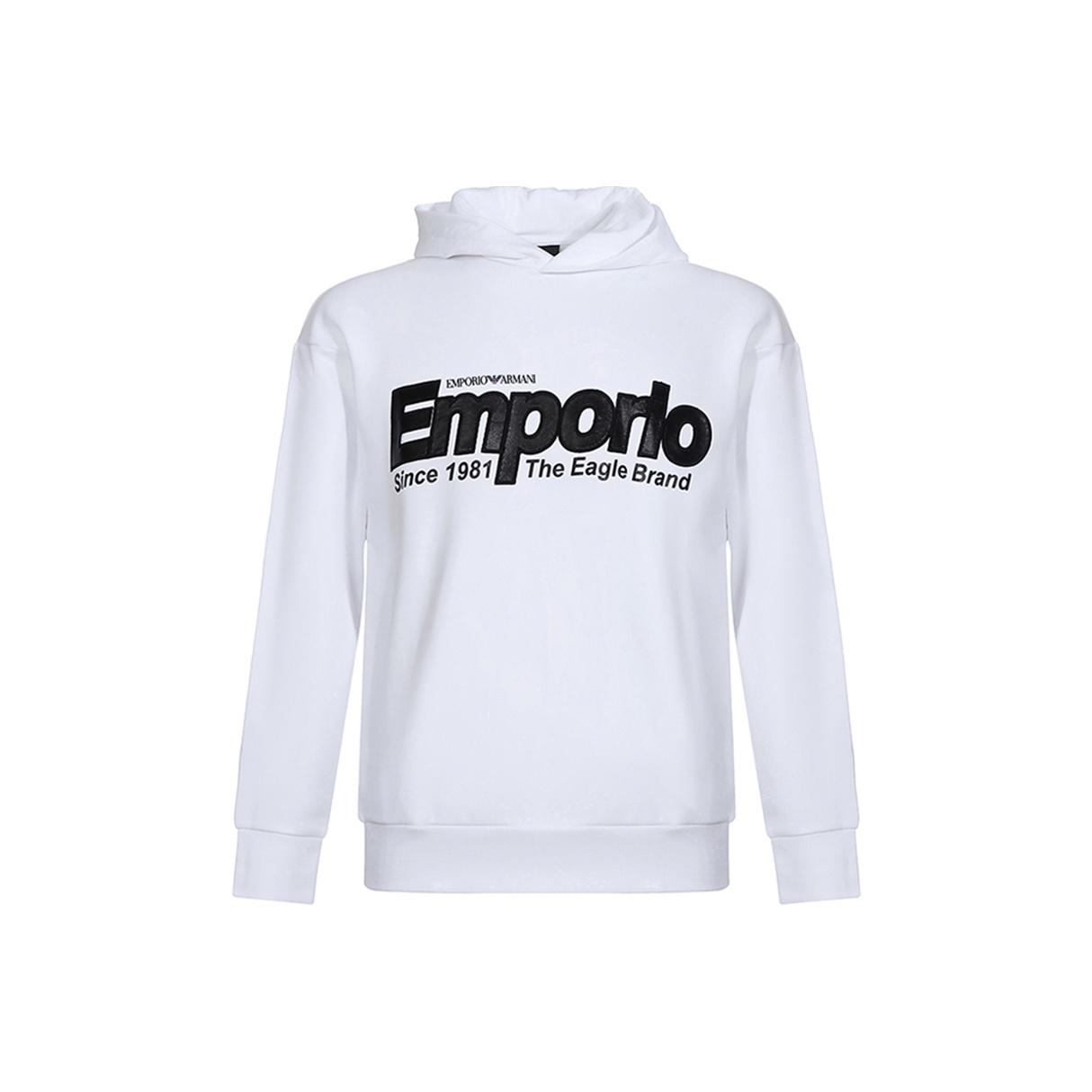 Мужская толстовка с капюшоном Emporio Armani с черным логотипом Белый 6G1MF8-1J07Z-0140 M