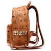 Mcm Stark Classic Vintage Floral Print Double-Sided Rivet Canvas And Leather Backpack Unisex And Couple Style Brown Cognac Color
