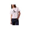 Carta Camiseta Feminina Solta Respirável de Manga Curta e Gola Redonda Branco Brilhante 40WL966-110