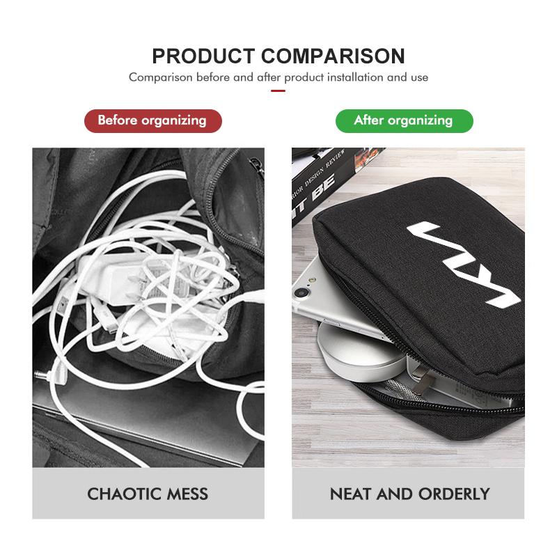 UJWG9 Oxford Cloth Car Styling Digital Storage Bag Portable USB Data Cable Storage Case For KIA K5 K2 Optima Soul Spectra Niro Cadenza