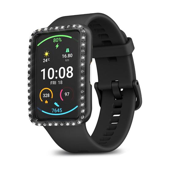 Protective Shell Rhinestone Inlaid Full Protective PC Smartwatch Protective Case for HUAWEI Watch Fit