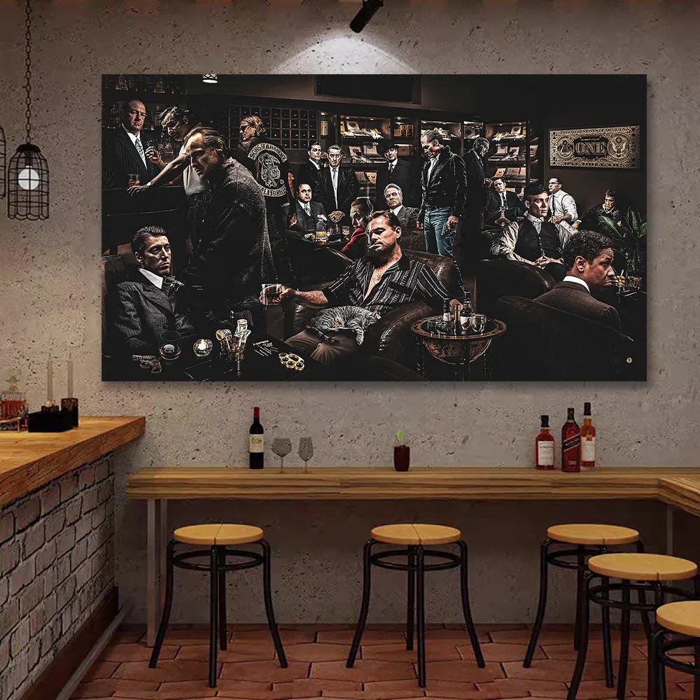 Famous Gangster Movie Character Canvas Wall Art – Modern Decorative Portrait for Living Room