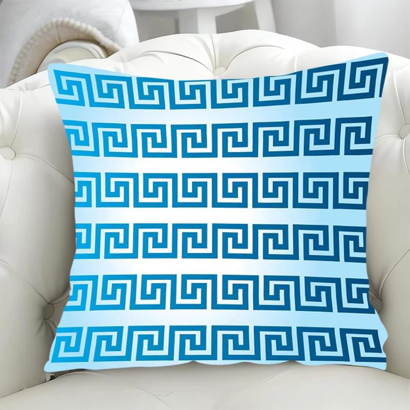 Decorative Pillowcases X Blue Geometry Covers for Bed Pillows Lounge Chairs Cushion Cover  Pillow Hugs Fall Decoration