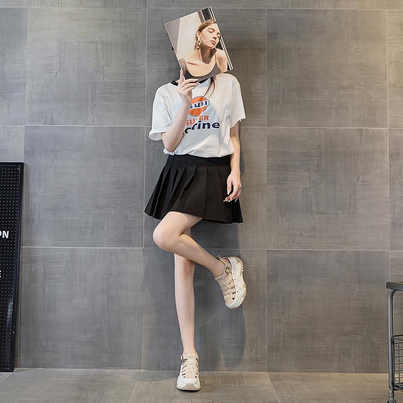 88011 Leather Women's Shoes Summer New Muffin Thick-soled Inner Height-increasing Sports and Leisure Shoes