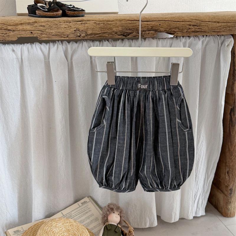 Boys Summer Casual Cartoon T-shirt & Striped Shorts Set Size 80