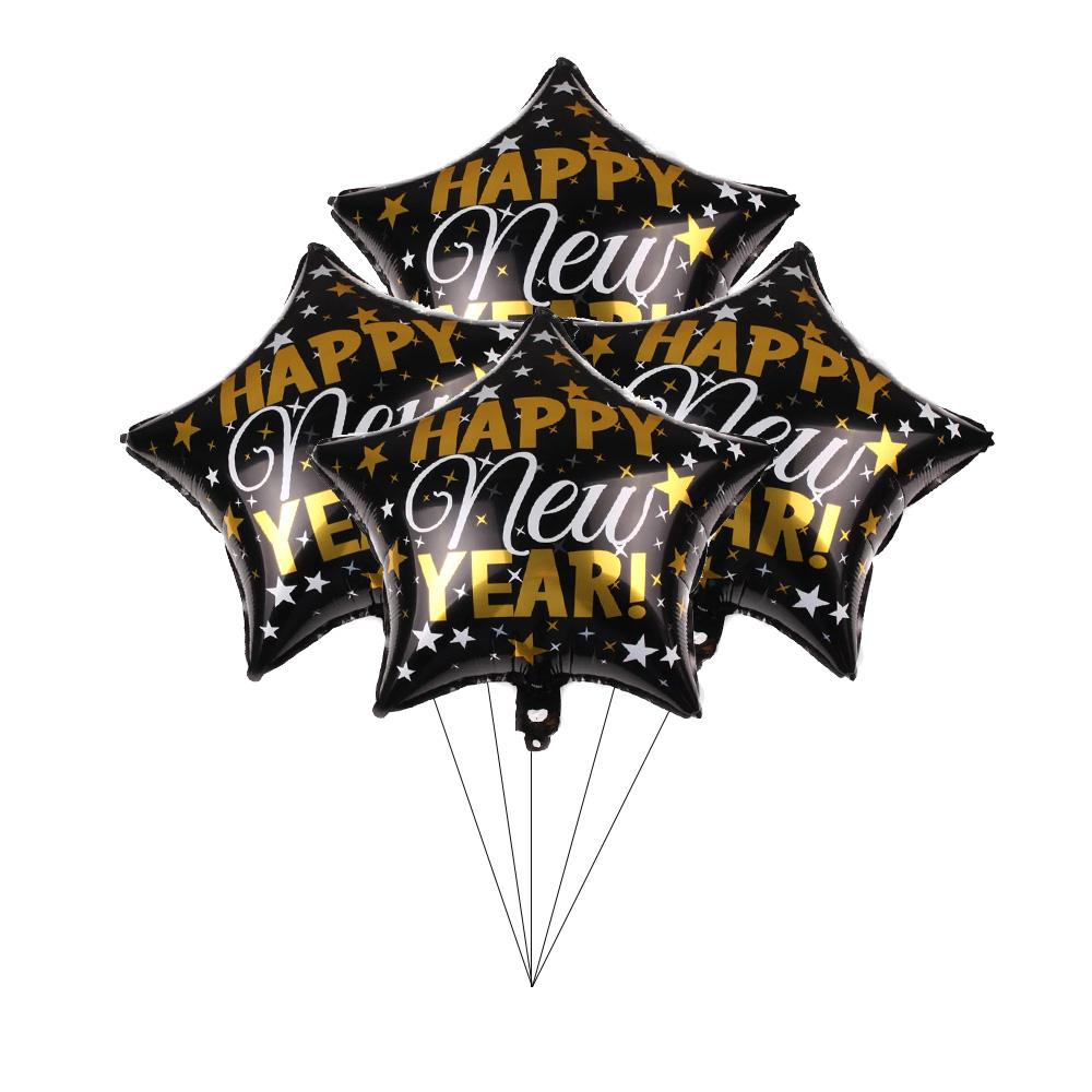 New Years Eve Tableware 2025 Black Gold Theme Balloon Package Cup Napkin Tablecloth Banner Balloon Happy New Year Party Supplies