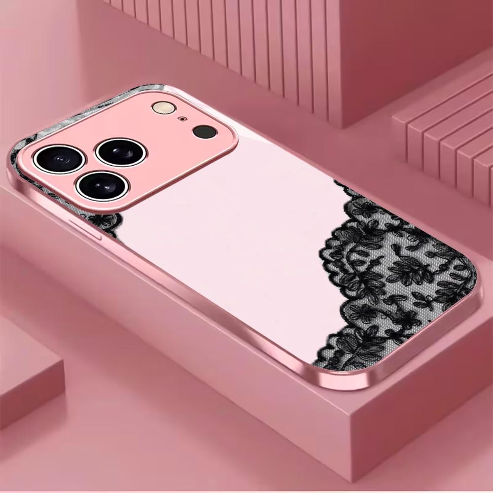Trendy Pink Clear with Black Phone Case Mobile Phones for Iphone 17 Pro Max Cover Glass for iPhone 17 16 15 14 13 12 Pm Pro Plus
