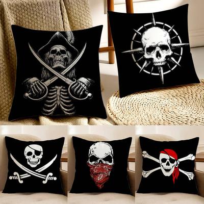 S-Totenkopf C-gekreuzte Knochen Kissenbezug Milbenabweisend Unsichtbarer Reißverschluss Sofa Bett