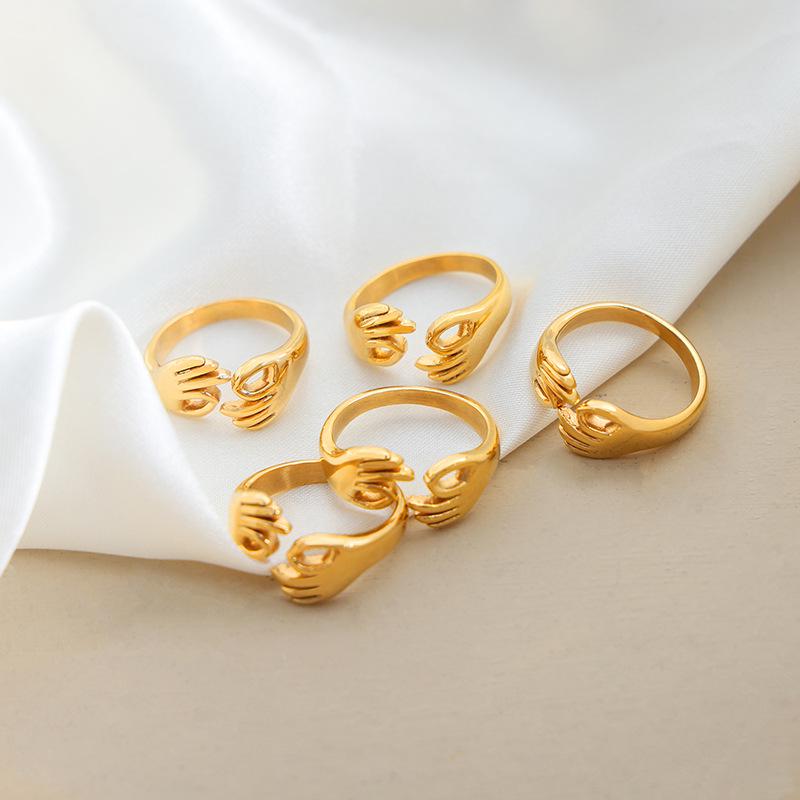 Hong Kong Retro-Style Open Ring: Unique Titanium Steel, 18K Gold, Non-Fading Women’s Jewelry