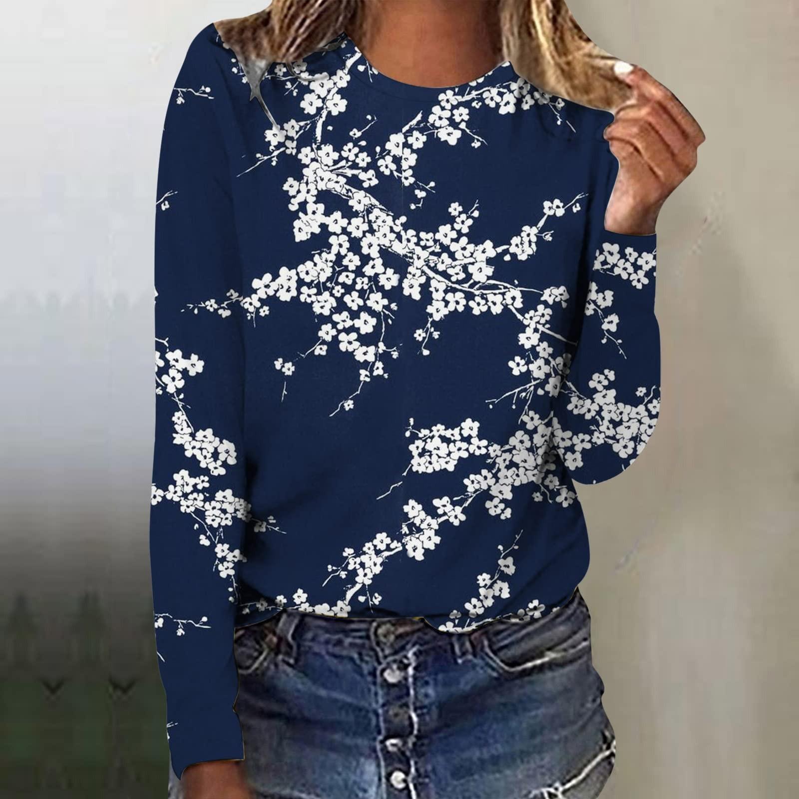 

Женская мода повседневный топ с длинным рукавом с градиентным принтом и круглым вырезом L