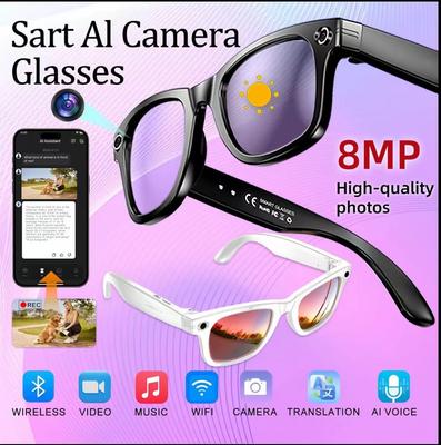 Gafas Inteligentes W610: 800W Traducción Pixel AI, Grabación de Fotos y Vídeos, WIFI, Doble Reducción de Ruido, Gafas de Sol Antivibración.