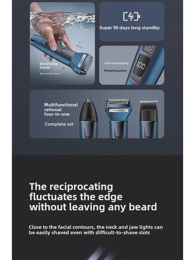 Fenite FS-877 Multi-Function Shaver: Electric Beard Trimmer, Haircut, Nose Hair Trimmer with Digital Display