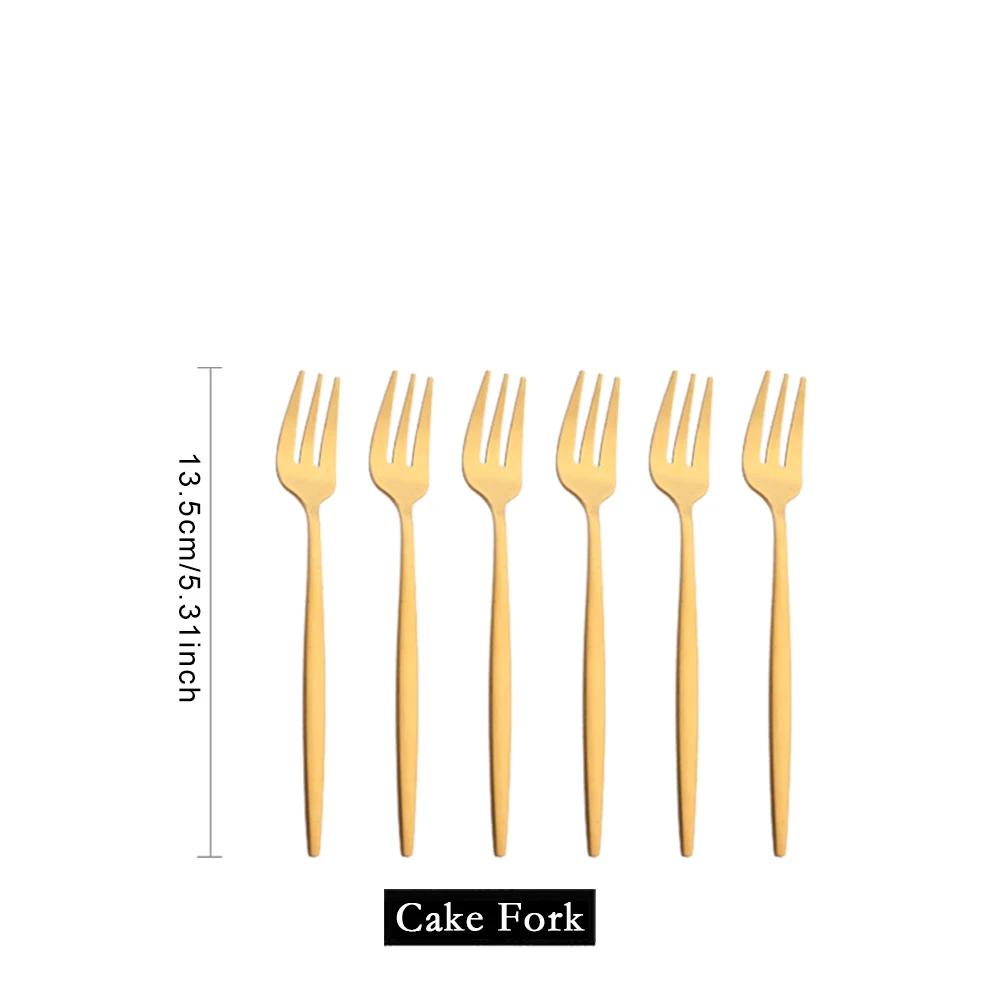 6Pcs Wstern Gold Matte Cutlery Set Stainless Steel Dinnerware Flatware Kitchen Home Dessert Fork Spoon Knife Set Tableware Set