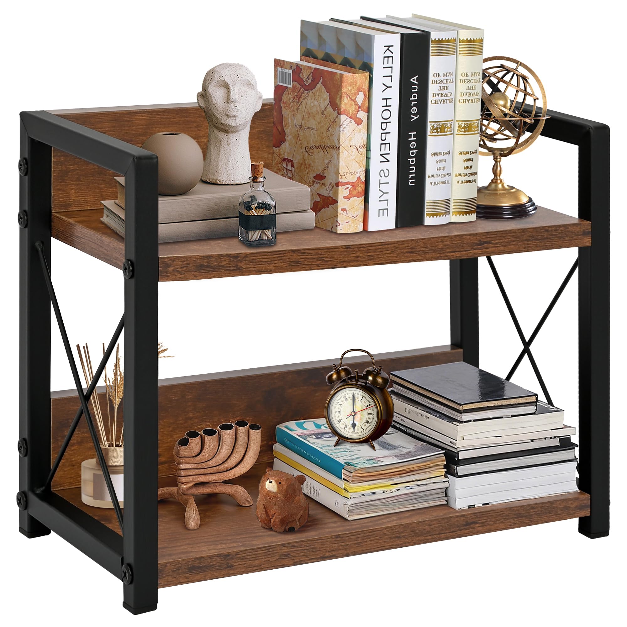 

rloao Desktop Bookshelf Desk Tabletop Kitchen 33cm x 16cm x 26cm Easy Spice Condiment Wooden Baked Lacquer Scandinavian Stable Small Top DIY Possible
