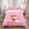 3pcs My Melody On a Pink Macaron Pattern Bedding Set, 1* Cover + 2*Pillowcases, Printed Bedding Set, Soft and Comfortable.S068