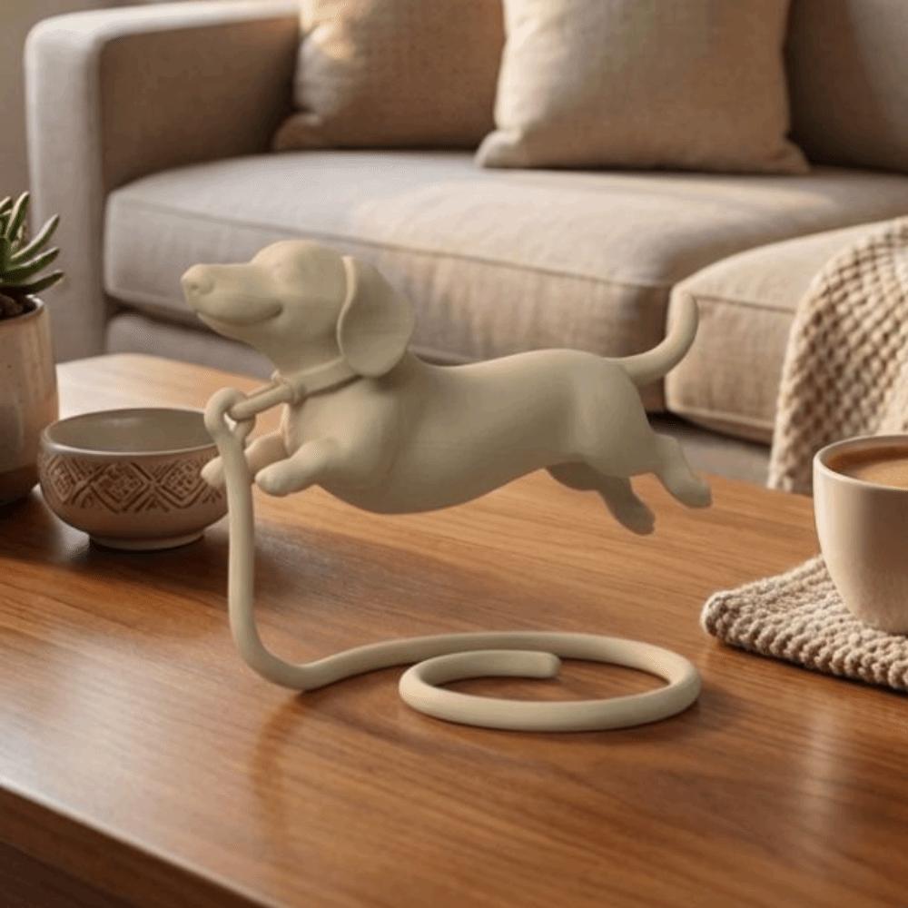 Plastic Floating Dachshund Figurine 3D Printed Dachshund Statue Sausage Dog Ornament  Study Decor