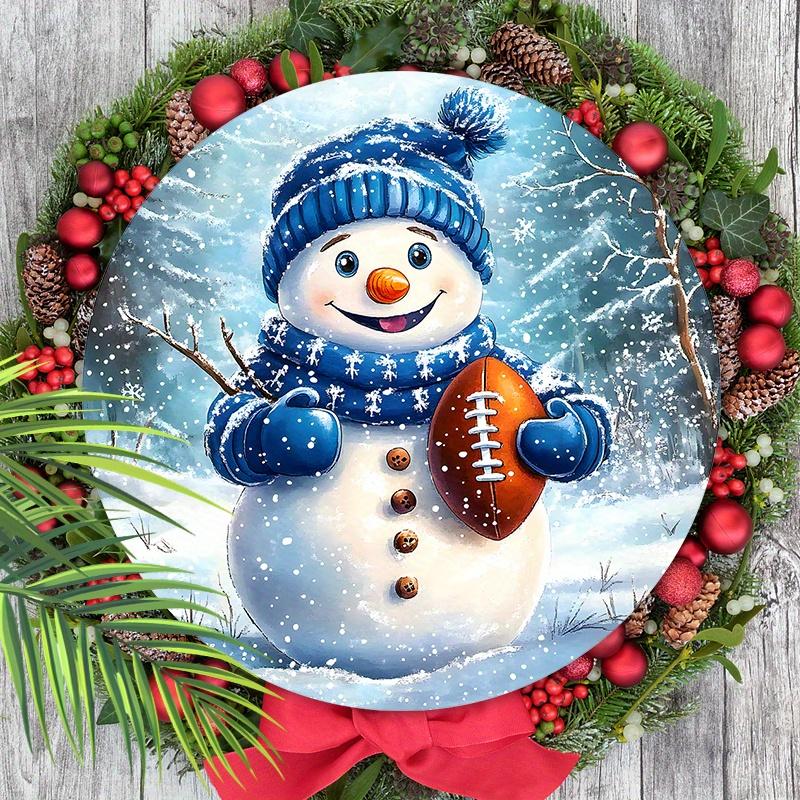 Cute Winter Wonderland Wooden Christmas Sign with Adorable Snowman Rugby Pattern, Ideal for Front Door Wall Hanging Decor, Ideal Christmas Gift