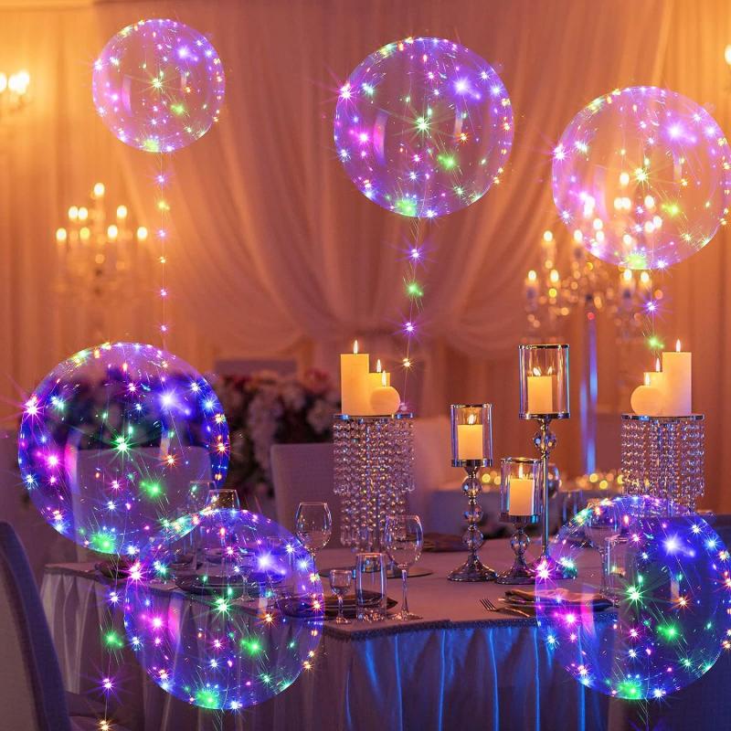 10Pcs Led Luminous Bobo Balloons with Light String Clear Balloon Festival Decor Birthday Wedding Party Supplies Baby Shower