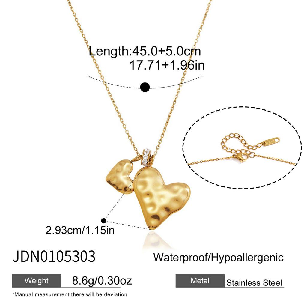 Stainless Steel Heart Necklace Luxury Niche Accessory Women Layered Necklace Earrings Vacuum Gold Plating Waterproof Jewelry