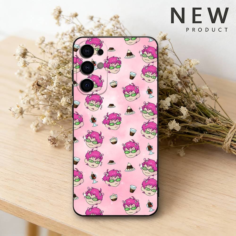 S-Saiki Anime Kusuo Phone Case For Samsung S26,25,24,23,22,30,21,10,9,Ultra,Plus,Lite Black Soft Case