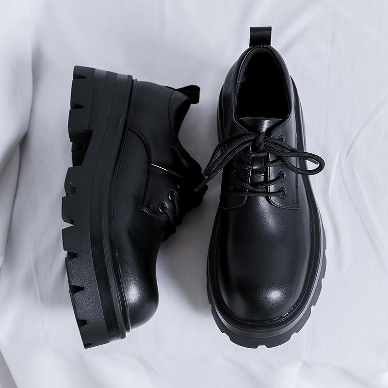 Fashion Autumn New Streetwear Fashion Business Casual Thick Platform Increase 8CM Leather Wedding Shoes Harajuku Korean Fashion Shoes