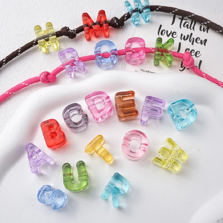 Name Jewelry Beads Clear Acrylic Letter Beads Large Hole 10 Piece Set for DIY Bracelets, Phone Straps and Jewelry