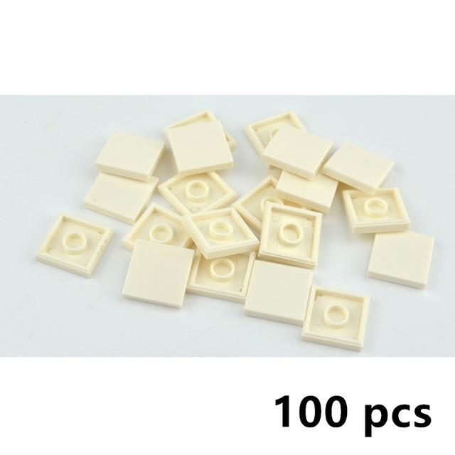 50-100Pcs Flat Tile 2x2 2x4 DIY Enlighten Plastic Smooth Building Block BricksCompatible All Brands Assembles Particles