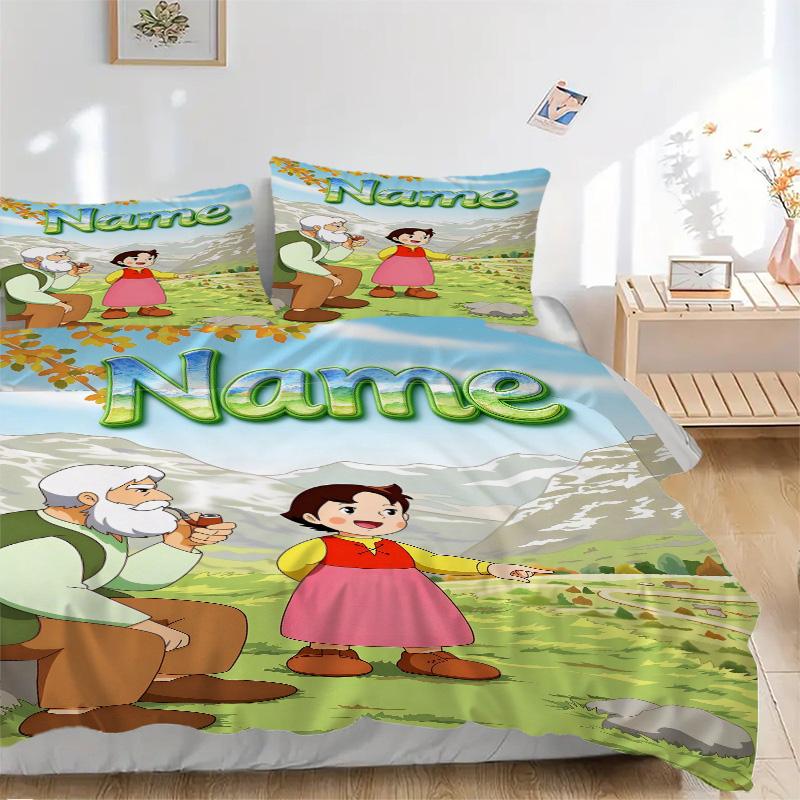 Custom Name Alpine Friends Print 3Pcs Bedding Set,Duvet Cover with 2 Bedro,Pillowcase Home Birthday Gift