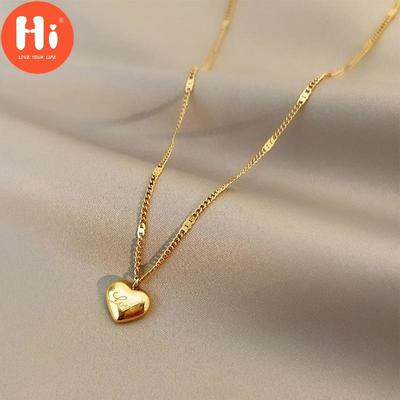 Hallo Edelstahl Gold Farbe Liebe Herz Halsketten Für Frauen Colliers Trend Mode Festival Party Geschenk Schmuck