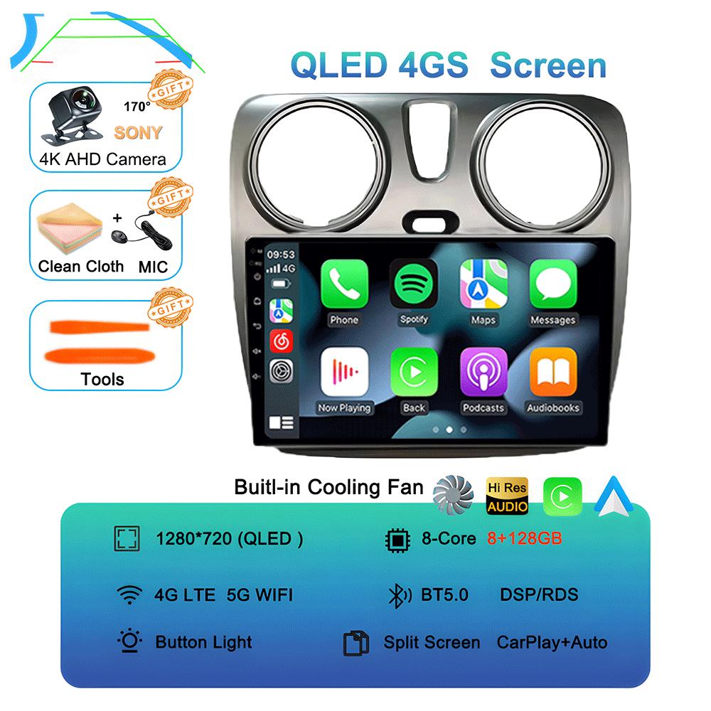 Android 14 Carplay Auto WIFI+4G For Renault Lodgy Dacia Dokker 2012-2020 Video Player Car Radio Multimedia Navigation GPS Stereo