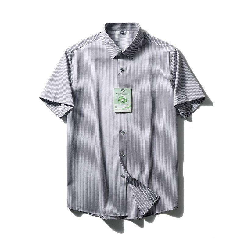 Mulberry Silk Stripes Short-Sleeved Shirt Men's Summer 2024 New Coat Export Export Men's Clothing Business Casual Shirt