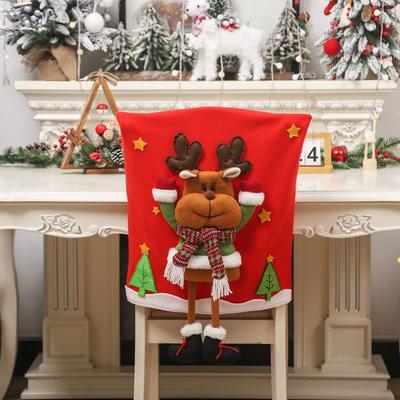 Cloth Christmas Chair Cover 3D Doll Design Creativity Design Cartoon Chair Cover Cartoon Style Chair Back Decor