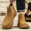 Módní pánské ležérní chelsea boty nazouvací boty z hovězí semišové kůže venkovní kovbojské kotníkové boty party banket baleríny platforma botas