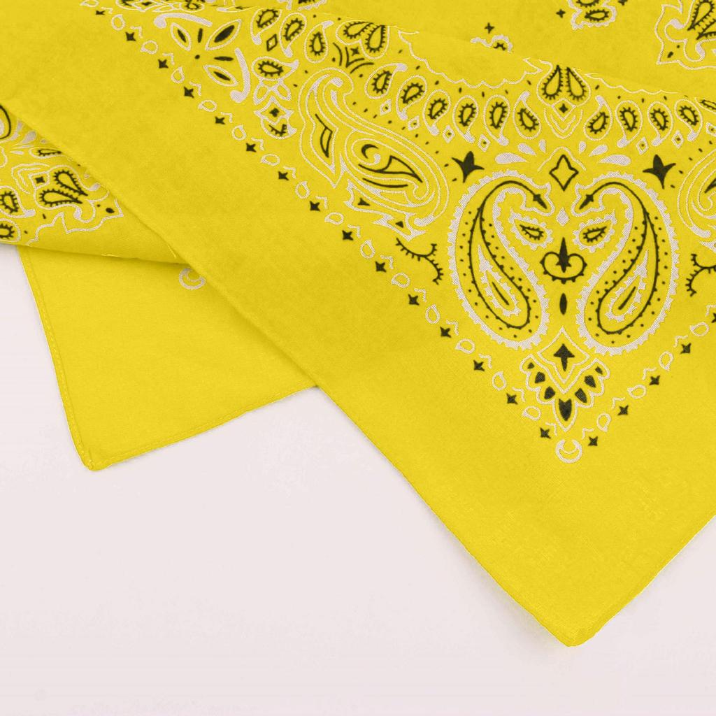 Trifong Bandana Yellow Paisley Adults Handkerchief Stylish 100% Cotton Cashew Pattern Unisex Men's 55cm x 55cm Yellow