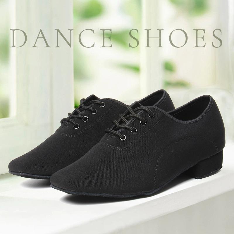 Chaussures Danse Homme - Toile Noire - Tango, Valse, Salsa, Bal - Talon Bas