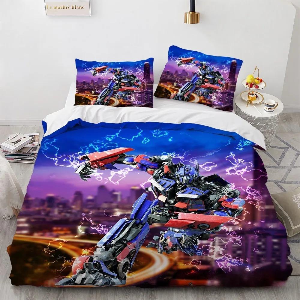 3D Printed T-Transformers Duvet Cover and Pillowcase, Double Bed Bedding Set, Bedroom Decoration, Gift for Girls and Boys