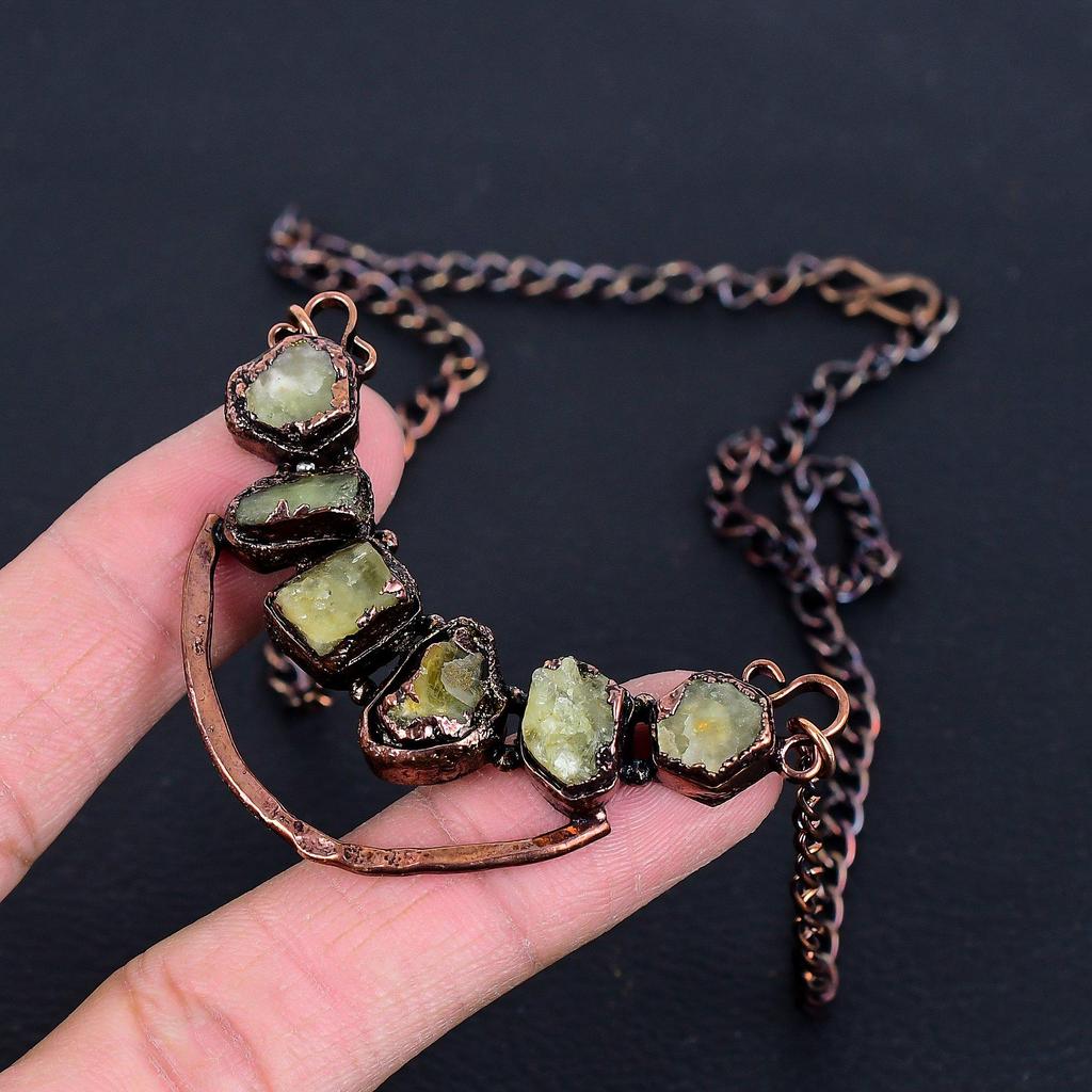 Green Tourmaline Necklace, Gemstone Copper Electroformed Jewelry Necklace, Handmade Jewelry, For Anniversary Gift